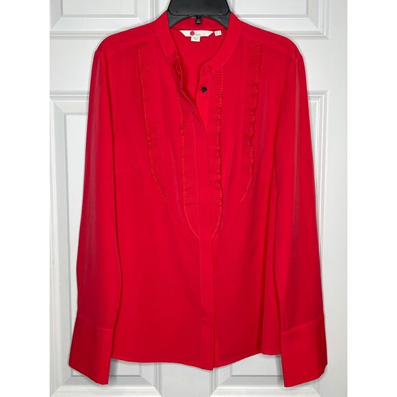 Boden Macie Blouse Pink Button Front Ruffle Size 4 - Picture 2 of 12